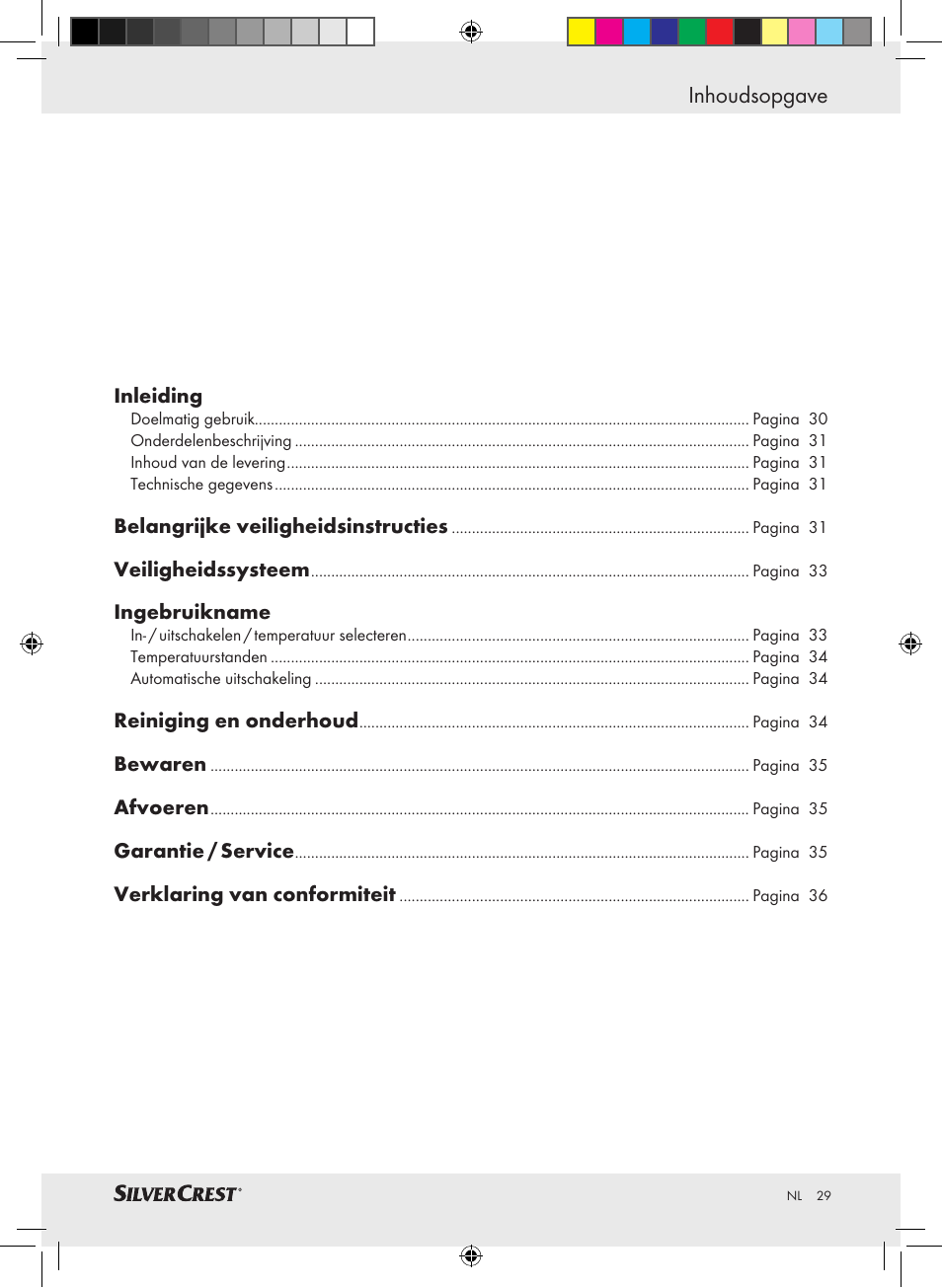 Inhoudsopgave | Silvercrest SSHK 100 A2 User Manual | Page 25 / 40