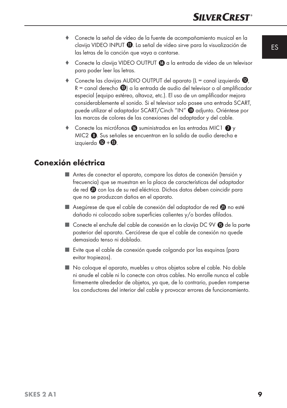 Conexión eléctrica | Silvercrest SKES 2 A1 User Manual | Page 12 / 83