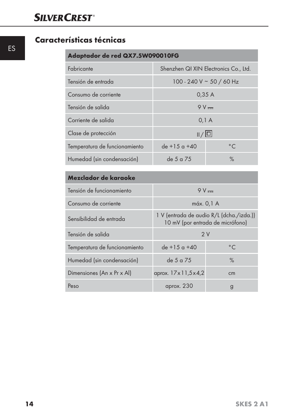 Características técnicas | Silvercrest SKES 2 A1 User Manual | Page 17 / 83