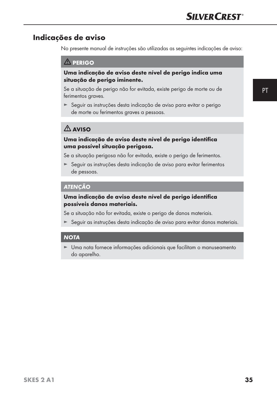 Indicações de aviso | Silvercrest SKES 2 A1 User Manual | Page 38 / 83