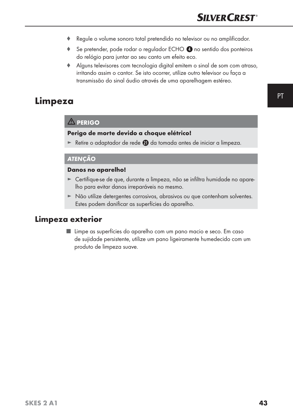 Limpeza, Limpeza exterior | Silvercrest SKES 2 A1 User Manual | Page 46 / 83