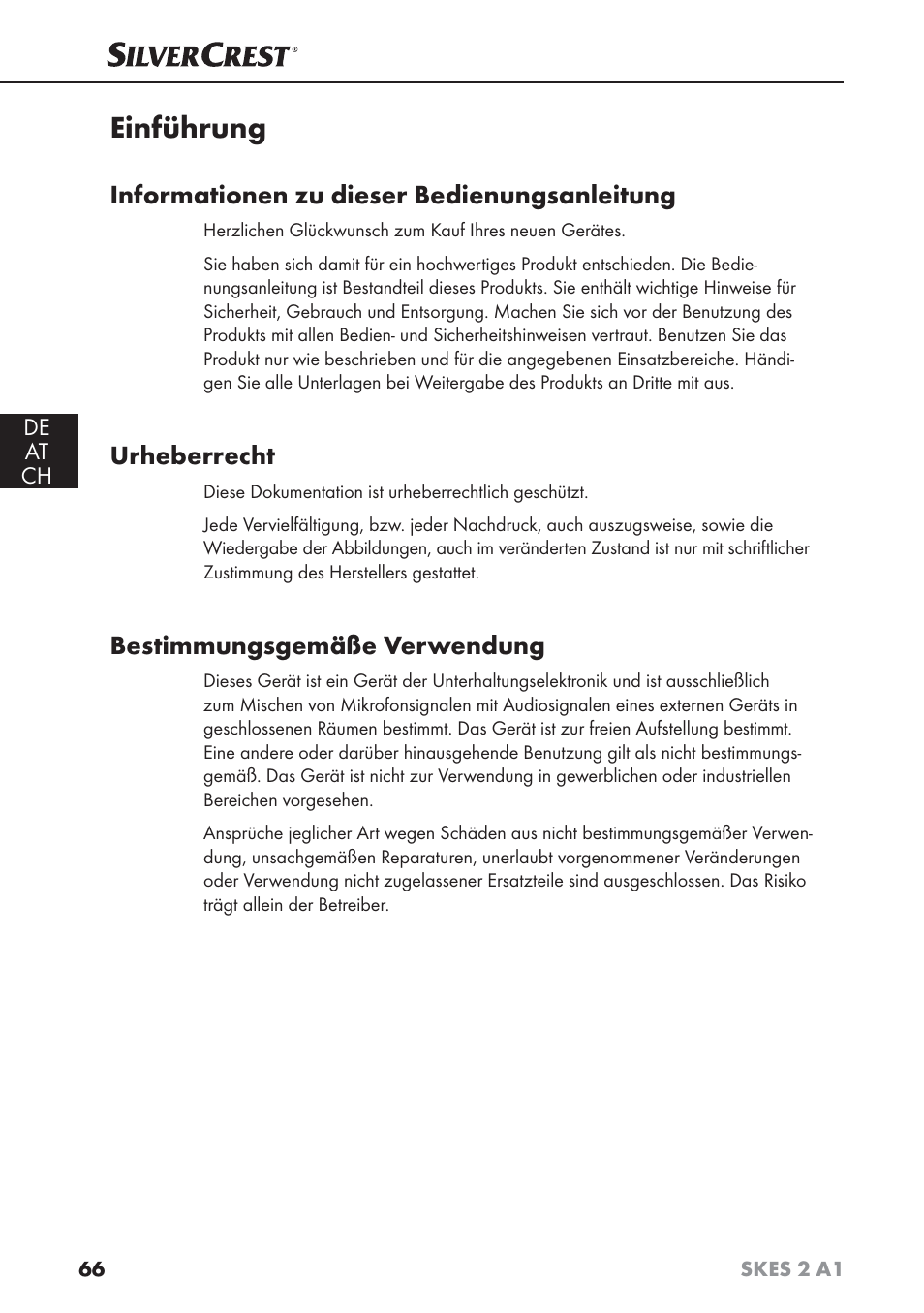 Einführung, Informationen zu dieser bedienungsanleitung, Urheberrecht | Bestimmungsgemäße verwendung | Silvercrest SKES 2 A1 User Manual | Page 69 / 83