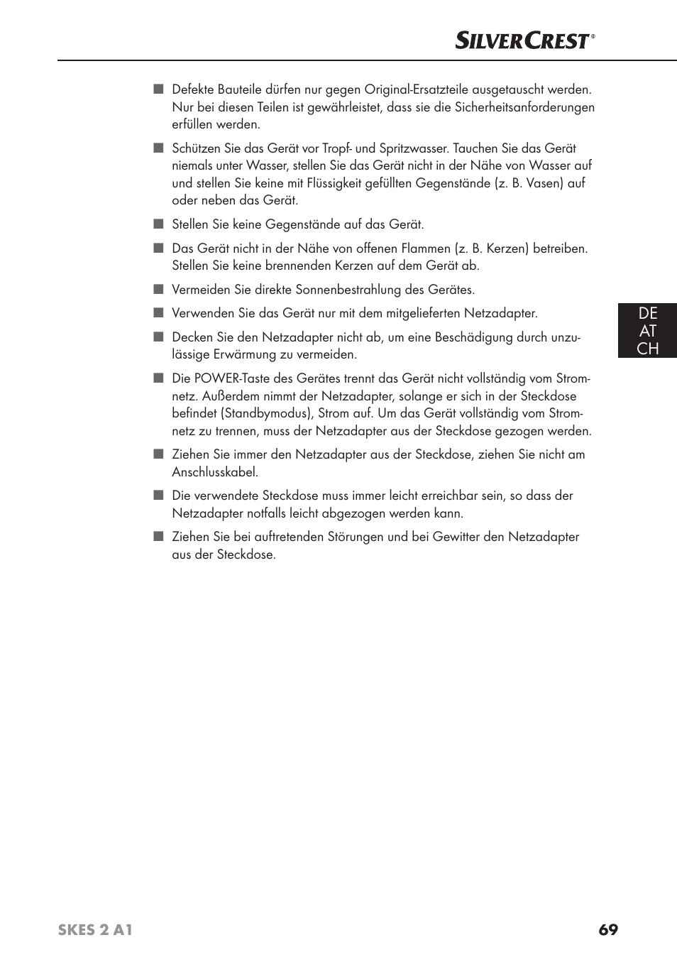 De at ch | Silvercrest SKES 2 A1 User Manual | Page 72 / 83