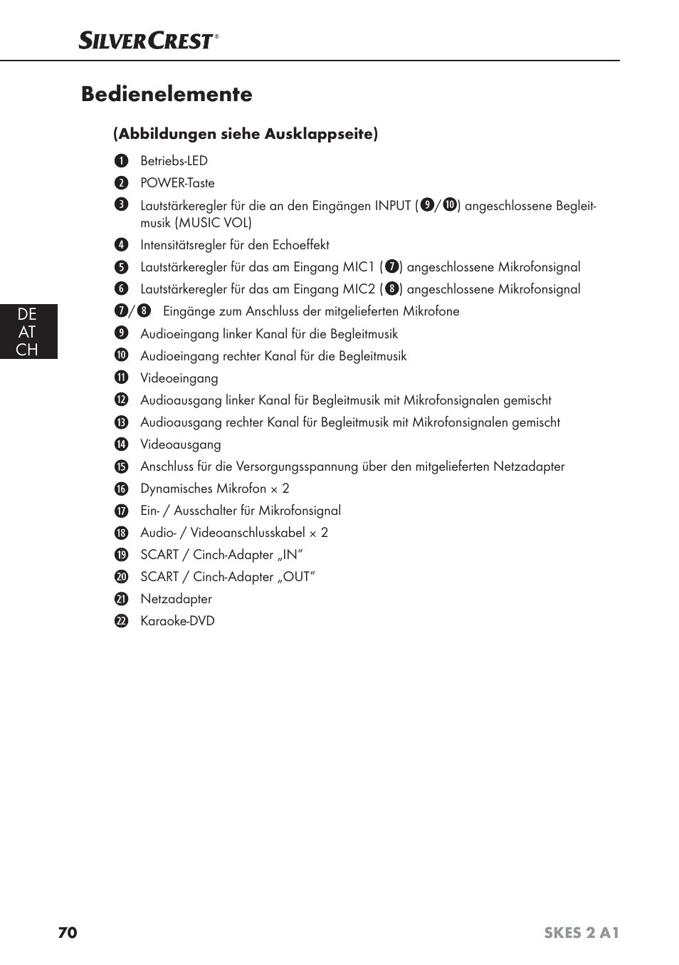 Bedienelemente, De at ch | Silvercrest SKES 2 A1 User Manual | Page 73 / 83