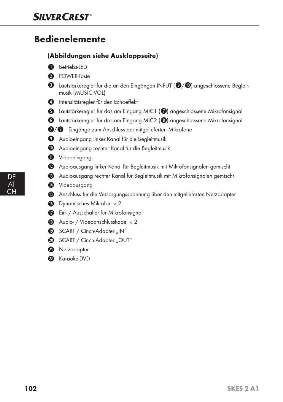 Bedienelemente, De at ch | Silvercrest SKES 2 A1 User Manual | Page 105 / 115