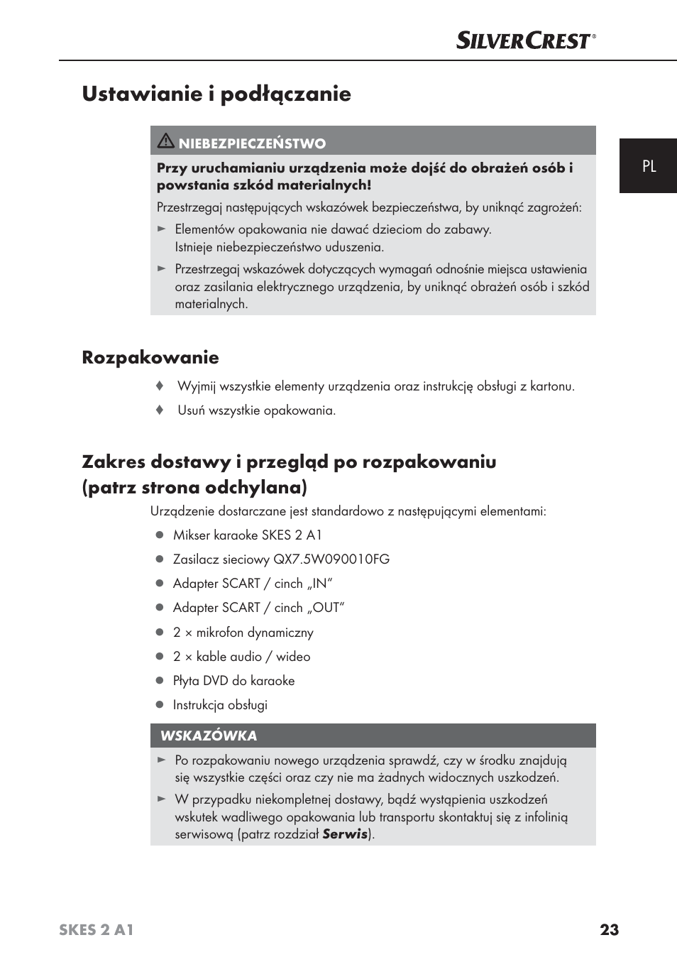 Ustawianie i podłączanie, Rozpakowanie | Silvercrest SKES 2 A1 User Manual | Page 26 / 115