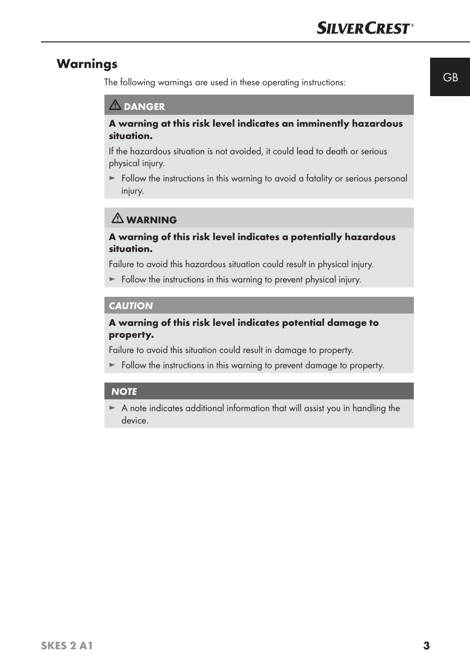 Warnings | Silvercrest SKES 2 A1 User Manual | Page 6 / 115