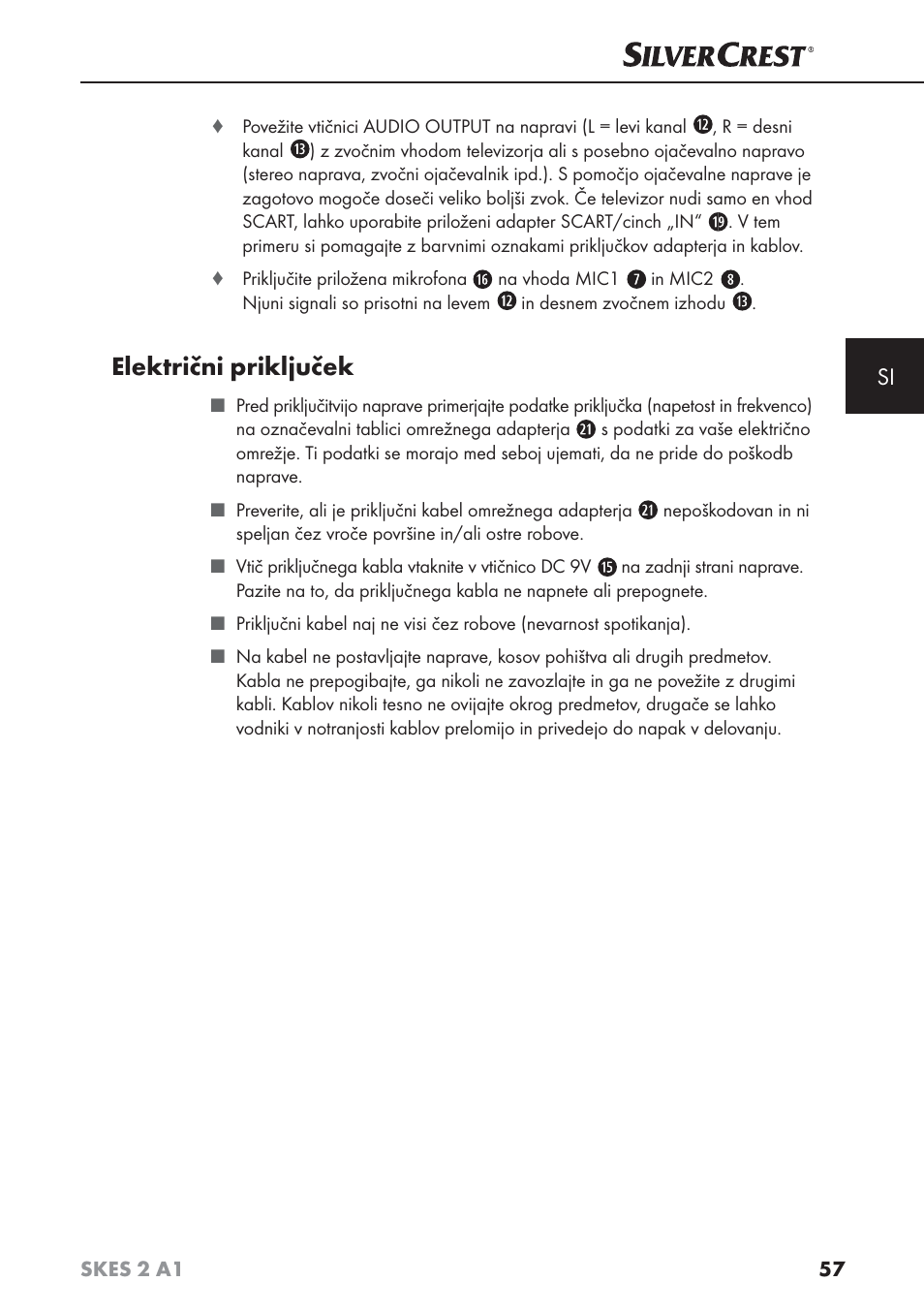 Električni priključek | Silvercrest SKES 2 A1 User Manual | Page 60 / 115