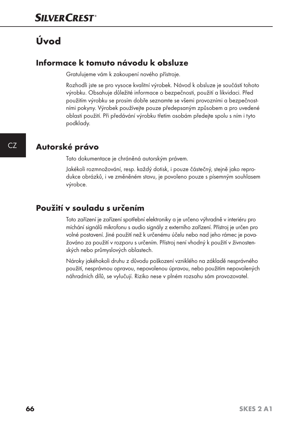 Úvod, Informace k tomuto návodu k obsluze, Autorské právo | Použití v souladu s určením | Silvercrest SKES 2 A1 User Manual | Page 69 / 115