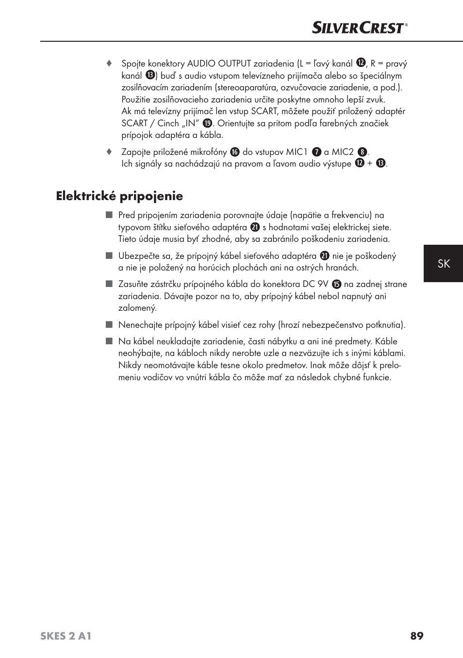 Elektrické pripojenie | Silvercrest SKES 2 A1 User Manual | Page 92 / 115