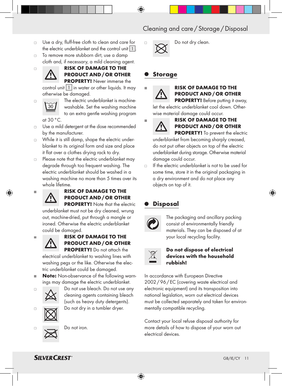 Cleaning and care / storage / disposal, Storage, Disposal | Silvercrest SLUB 85 A1 User Manual | Page 11 / 25