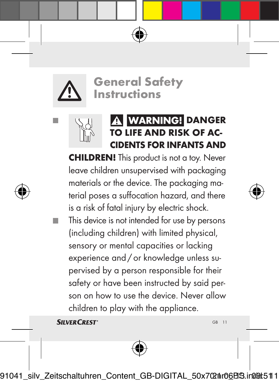 General safety instructions | Silvercrest Timer Switches DIGITAL User Manual | Page 11 / 28