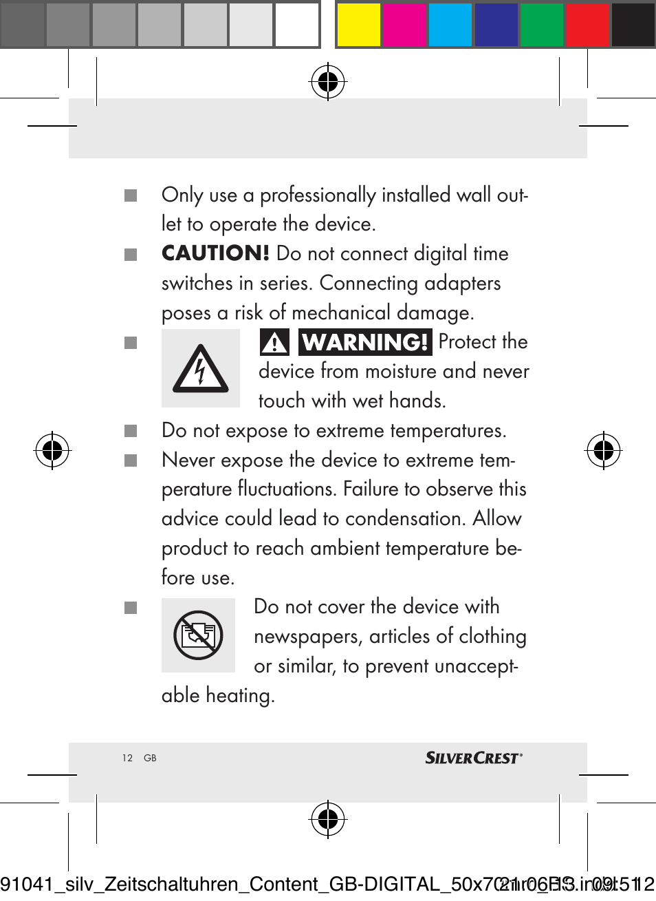 Silvercrest Timer Switches DIGITAL User Manual | Page 12 / 28