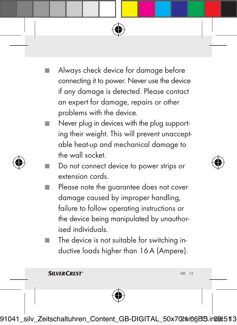 Silvercrest Timer Switches DIGITAL User Manual | Page 13 / 28