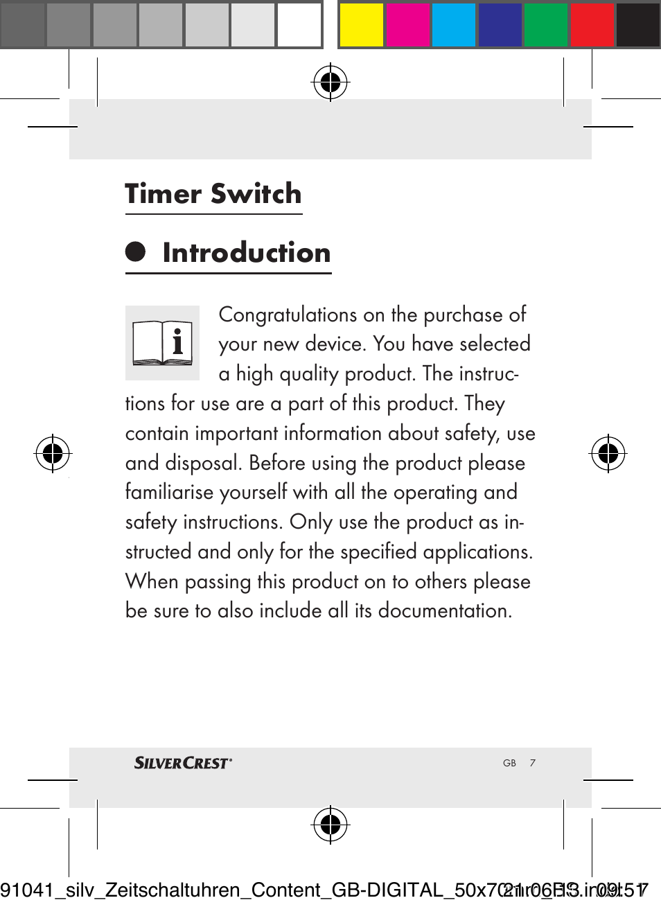 Cleaning and care, Guarantee and service, Disposal | Declaration of conformity, Timer switch introduction | Silvercrest Timer Switches DIGITAL User Manual | Page 7 / 28