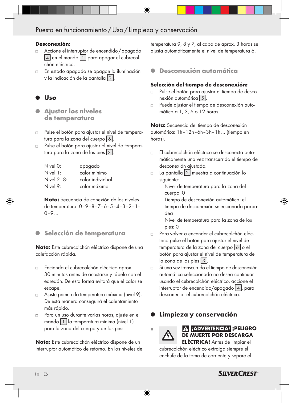 Uso ajustar los niveles de temperatura, Selección de temperatura, Desconexión automática | Limpieza y conservación | Silvercrest SLUB 85 A1 User Manual | Page 10 / 37