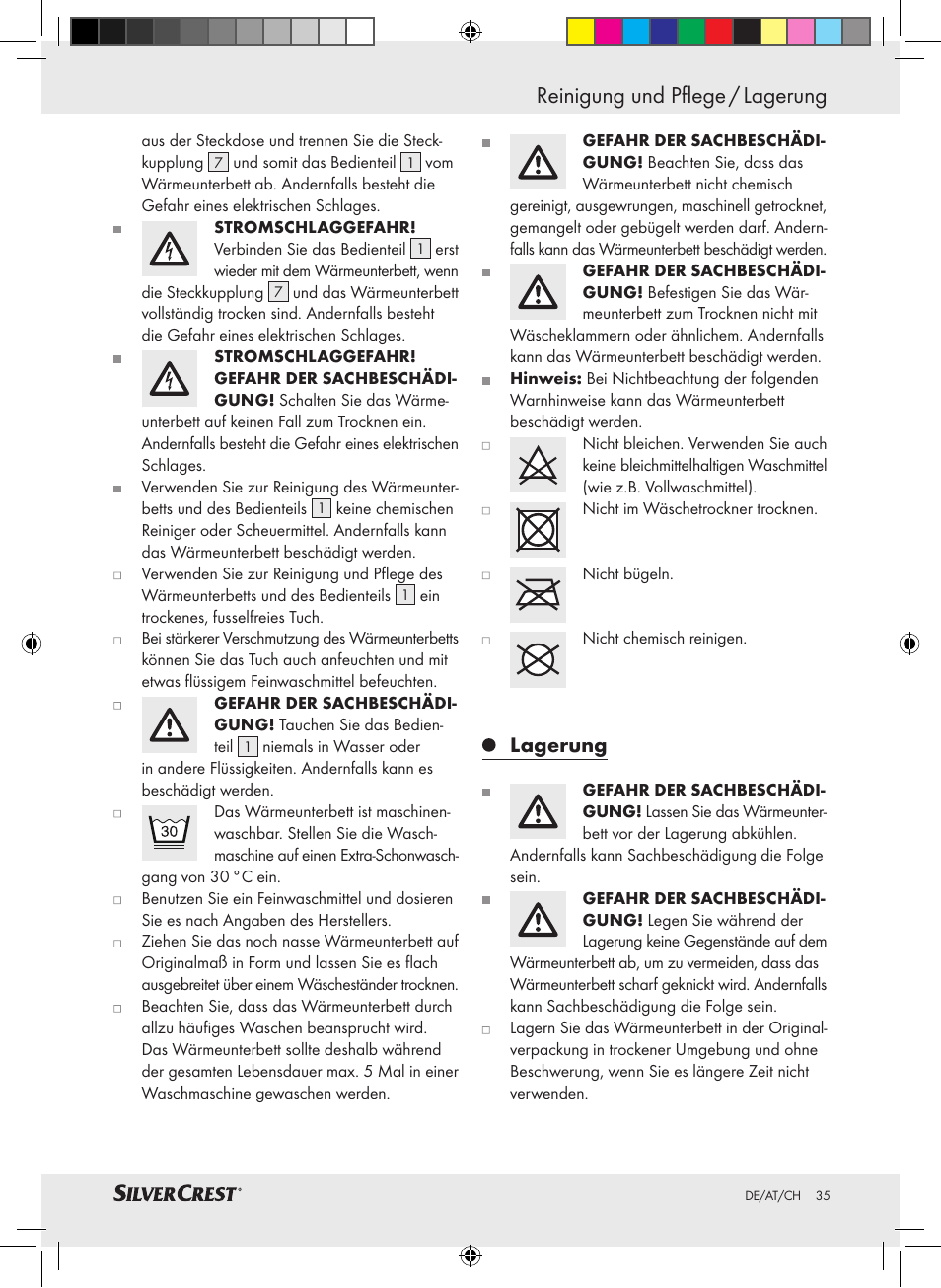 Reinigung und pflege / lagerung, Lagerung | Silvercrest SLUB 85 A1 User Manual | Page 35 / 37