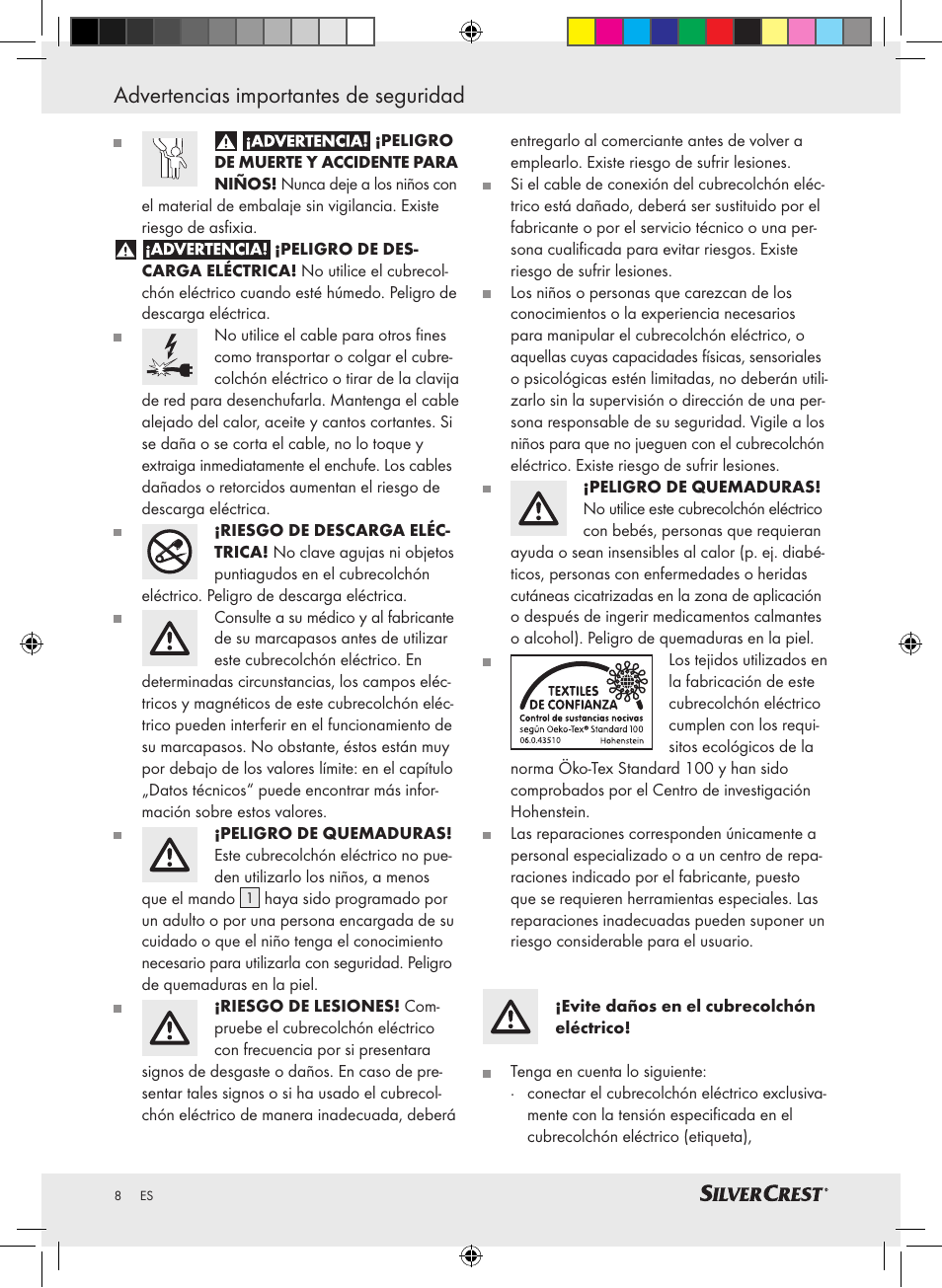 Advertencias importantes de seguridad | Silvercrest SLUB 85 A1 User Manual | Page 8 / 37