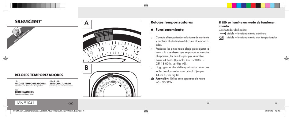 Silvercrest Timer Switches MECHANISCH User Manual | 2 pages