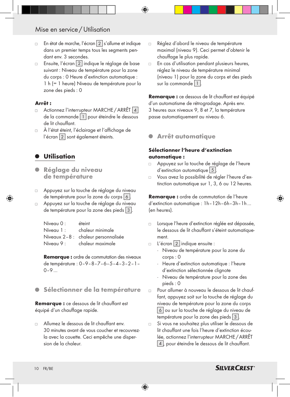 Mise en service / utilisation, Utilisation réglage du niveau de température, Sélectionner de la température | Arrêt automatique | Silvercrest SLUB 85 A1 User Manual | Page 10 / 37
