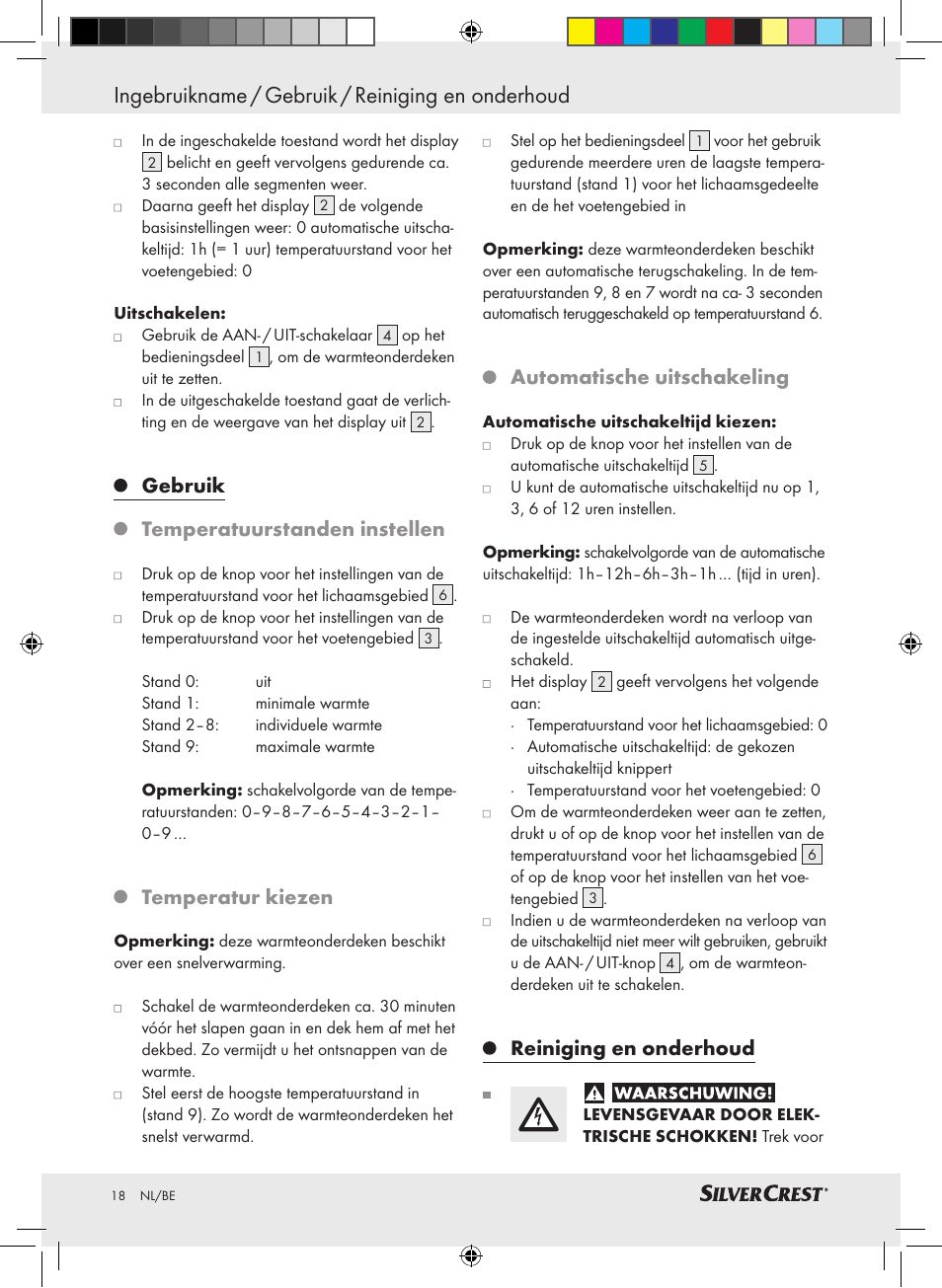 Ingebruikname / gebruik / reiniging en onderhoud, Gebruik temperatuurstanden instellen, Temperatur kiezen | Automatische uitschakeling, Reiniging en onderhoud | Silvercrest SLUB 85 A1 User Manual | Page 18 / 37