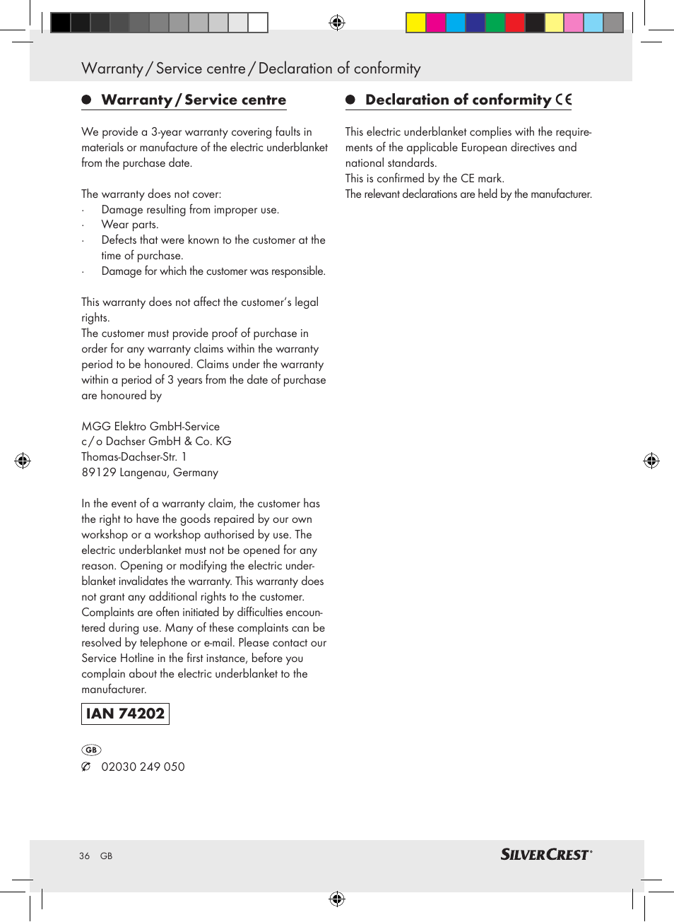 Silvercrest SLUB 85 A1 User Manual | Page 36 / 37
