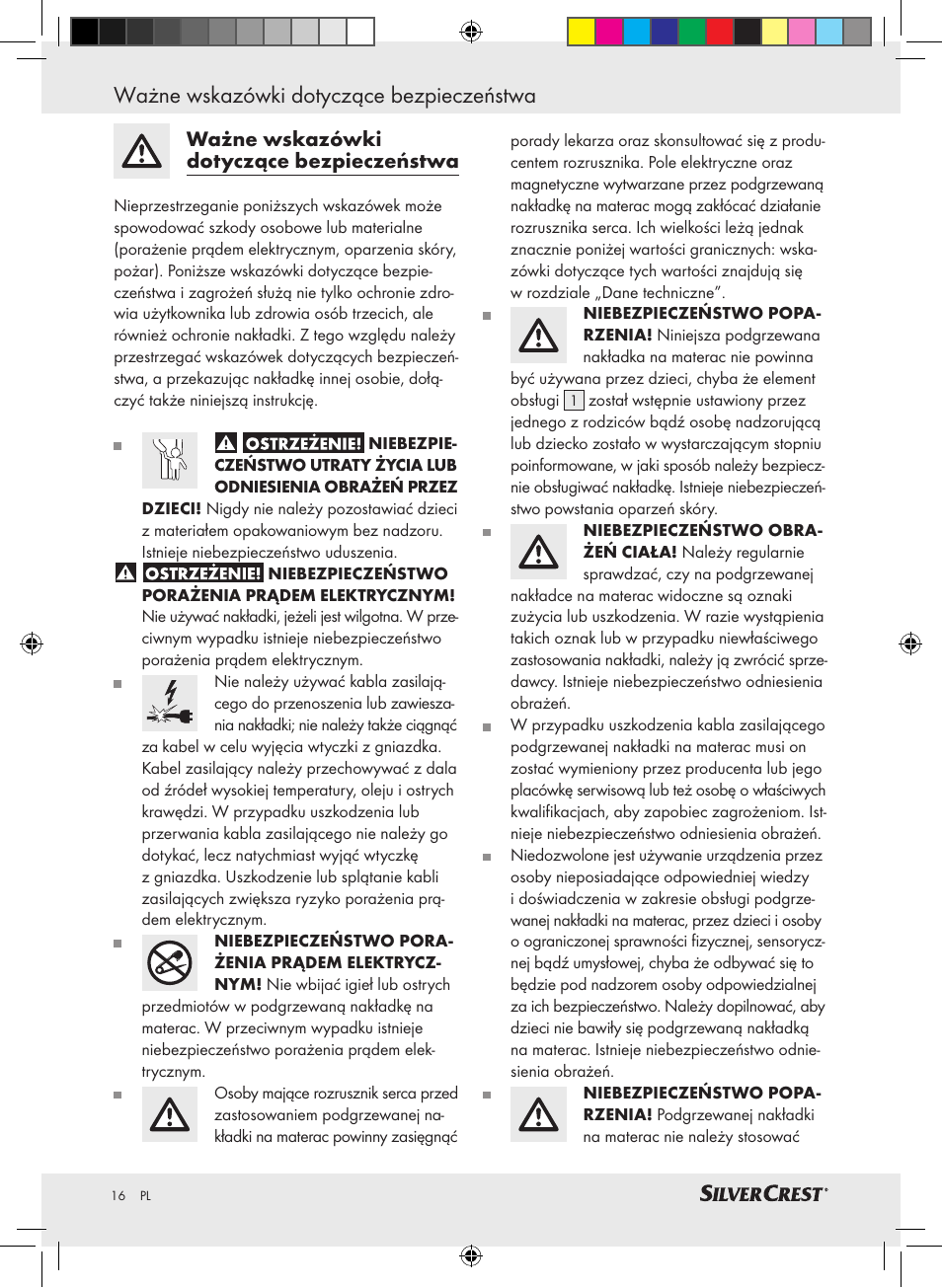 Ważne wskazówki dotyczące bezpieczeństwa | Silvercrest SLUB 85 A1 User Manual | Page 16 / 57