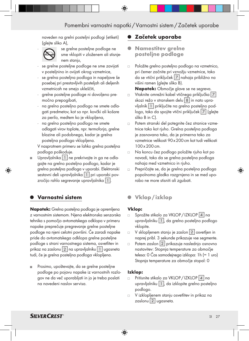 Varnostni sistem, Vklop / izklop | Silvercrest SLUB 85 A1 User Manual | Page 27 / 57