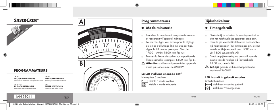 Silvercrest Timer Switches MECHANISCH User Manual | 2 pages