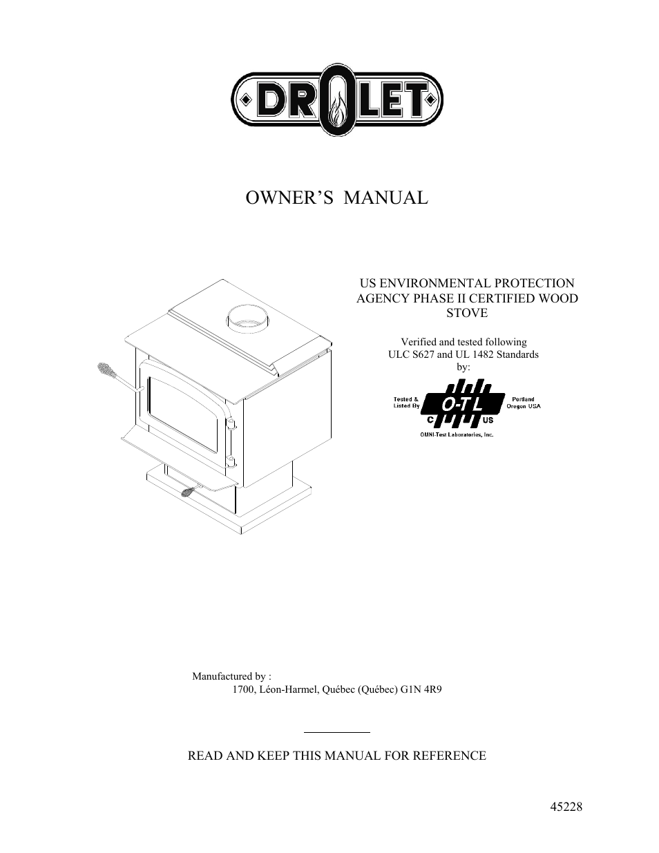 Drolet ESCAPE 1800 User Manual | 42 pages