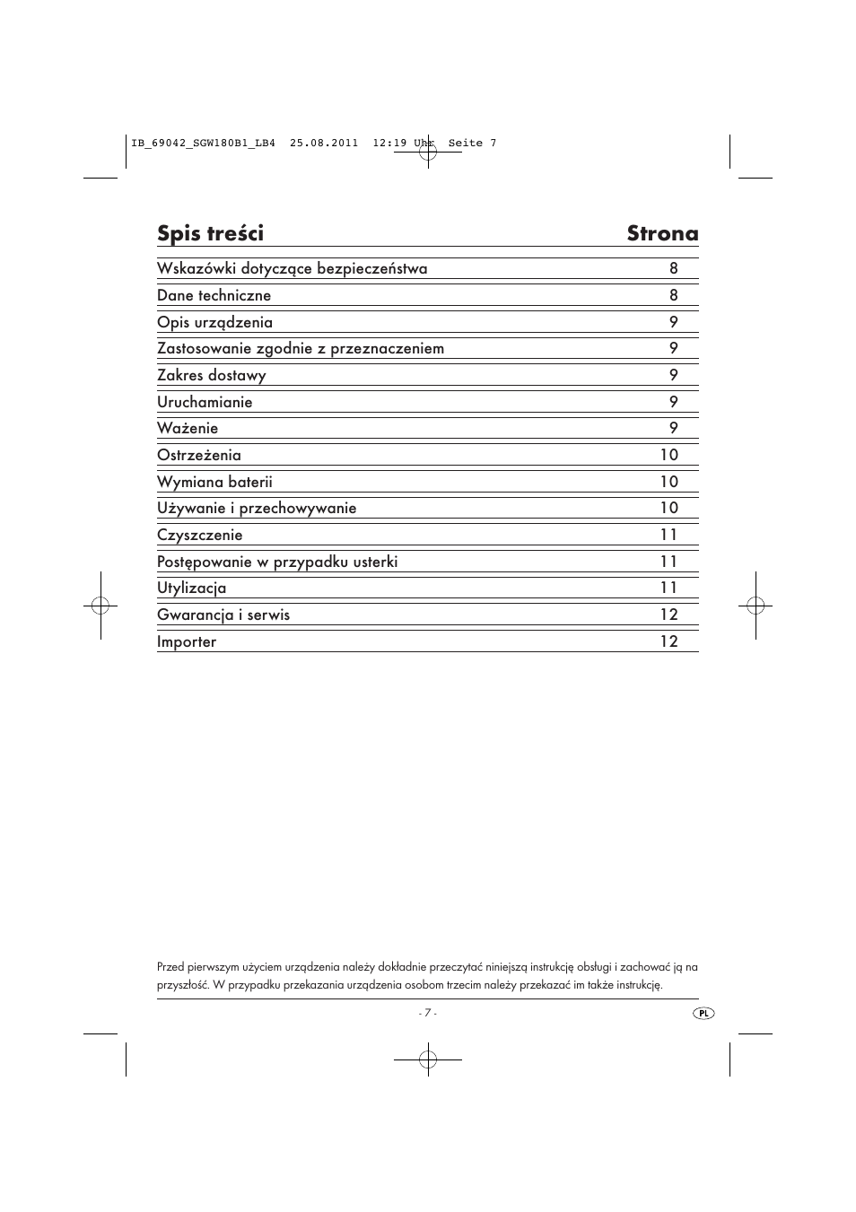 Silvercrest SGW 180 B1 User Manual | Page 9 / 44