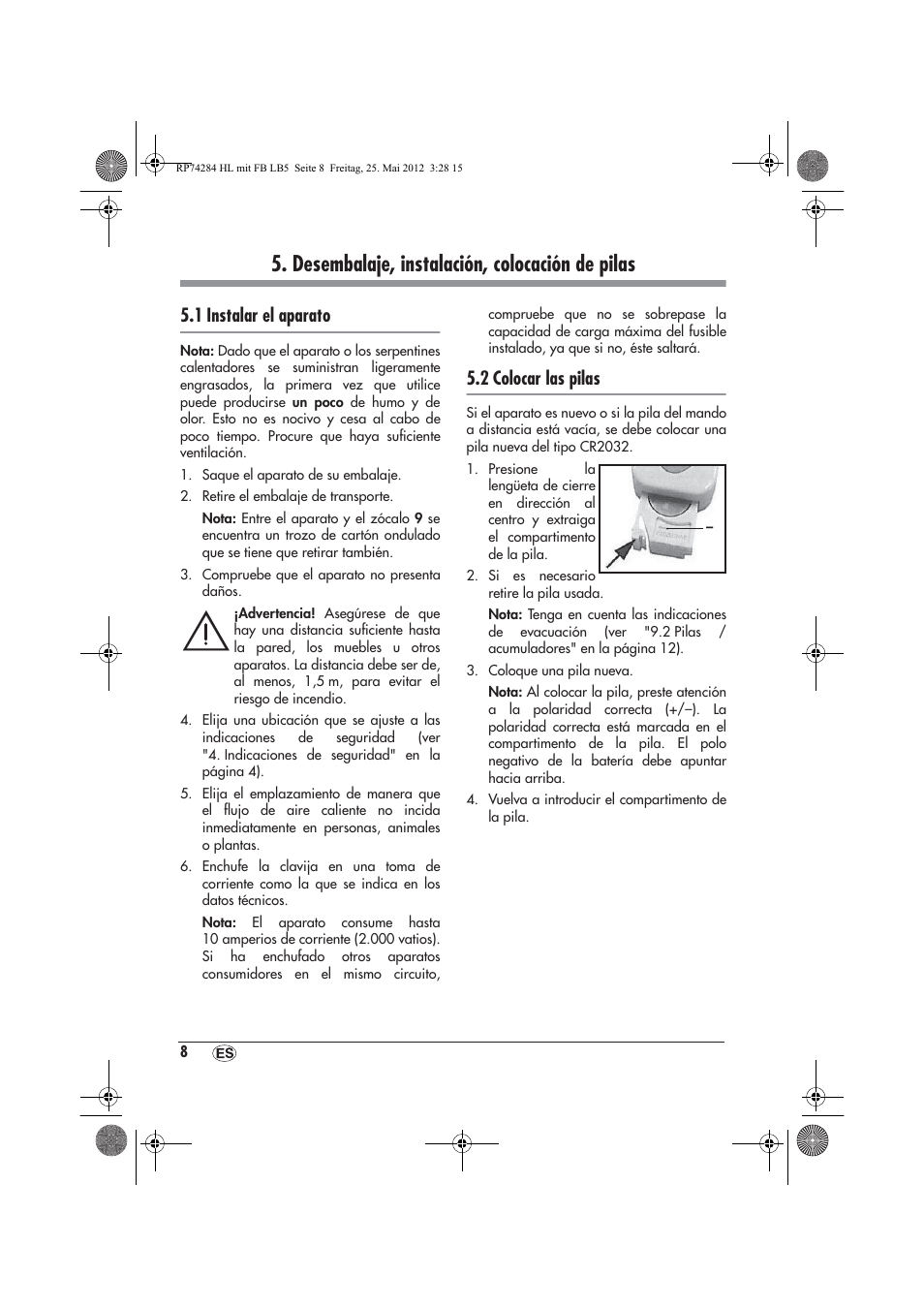 Desembalaje, instalación, colocación de pilas, 1 instalar el aparato, 2 colocar las pilas | Silvercrest SHLF 2000 A1 User Manual | Page 10 / 66