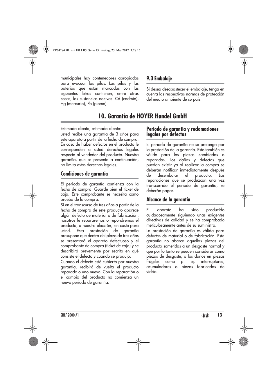 Garantía de hoyer handel gmbh | Silvercrest SHLF 2000 A1 User Manual | Page 15 / 66