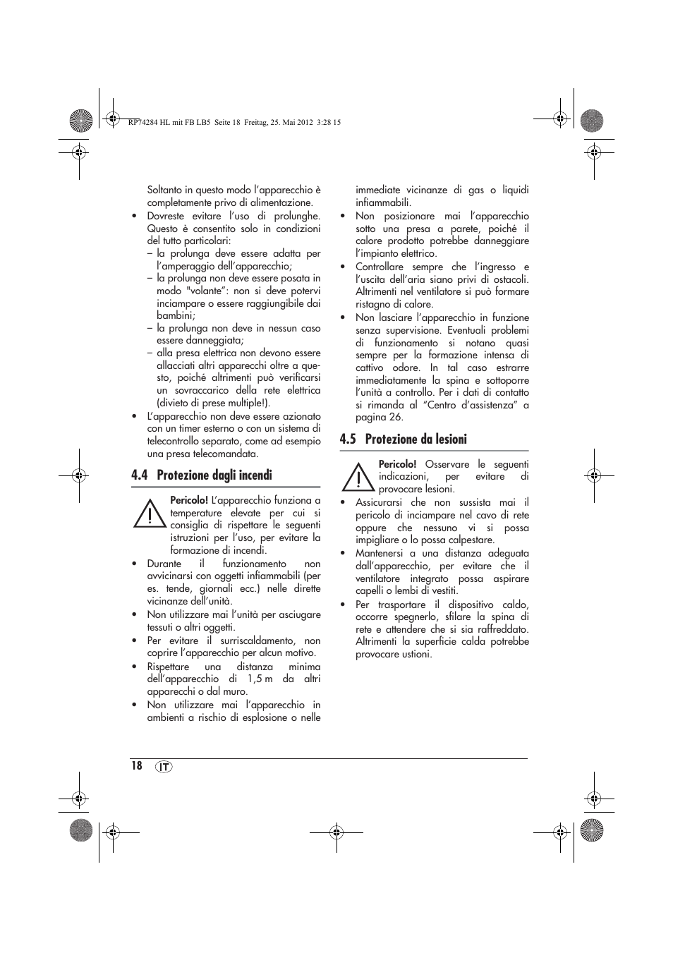 4 protezione dagli incendi, 5 protezione da lesioni | Silvercrest SHLF 2000 A1 User Manual | Page 20 / 66