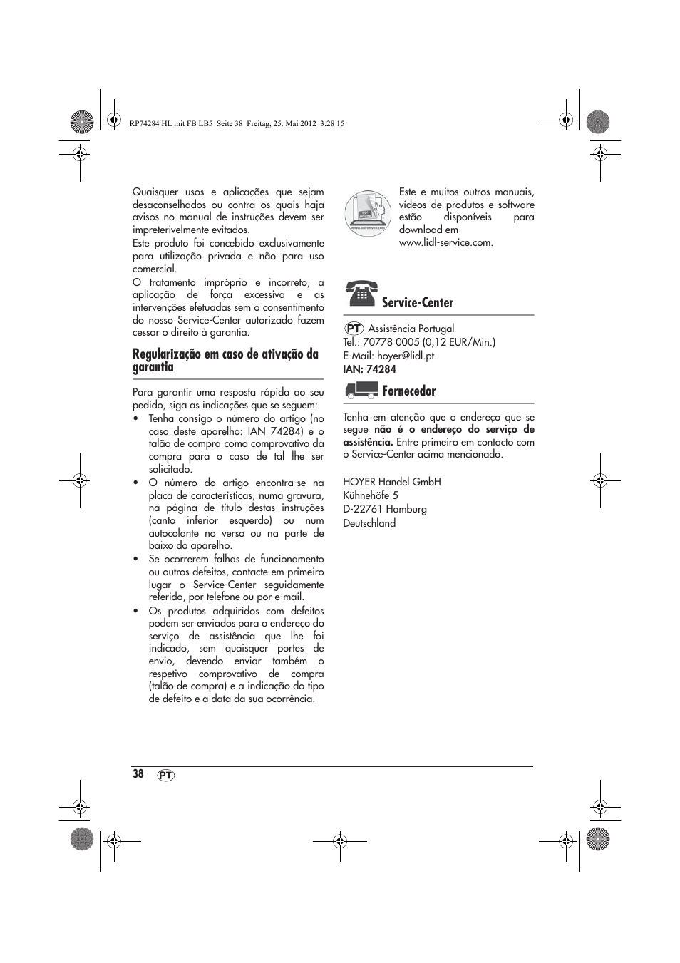 Regularização em caso de ativação da garantia, Service-center, Fornecedor | Silvercrest SHLF 2000 A1 User Manual | Page 40 / 66