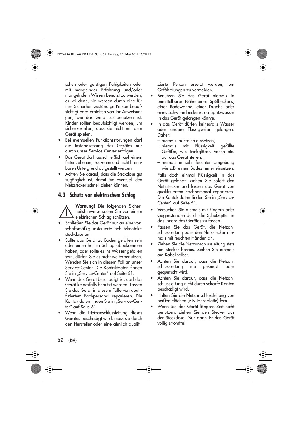 3 schutz vor elektrischem schlag | Silvercrest SHLF 2000 A1 User Manual | Page 54 / 66