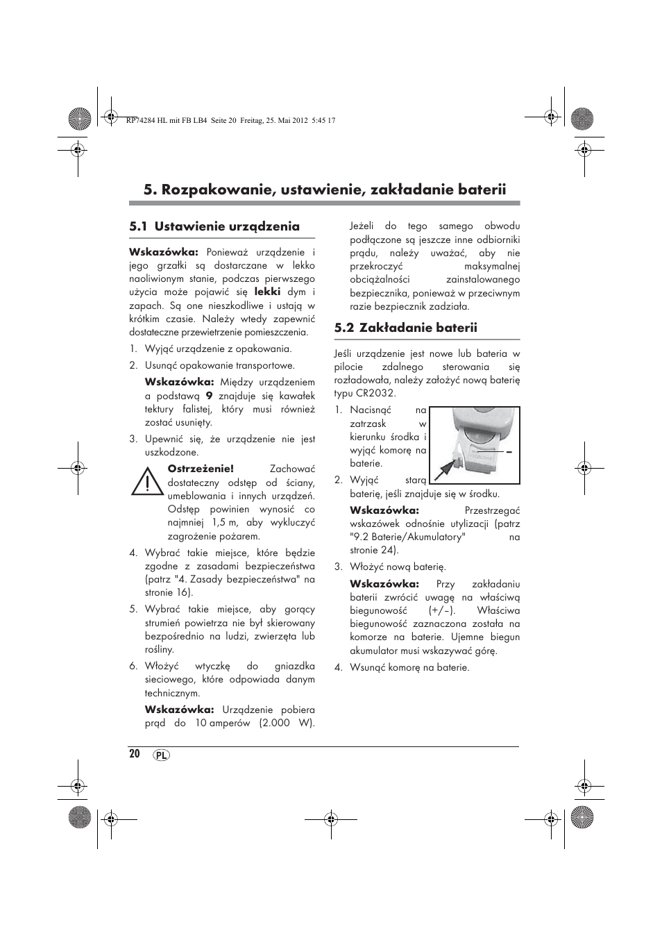 Rozpakowanie, ustawienie, zakładanie baterii | Silvercrest SHLF 2000 A1 User Manual | Page 22 / 90