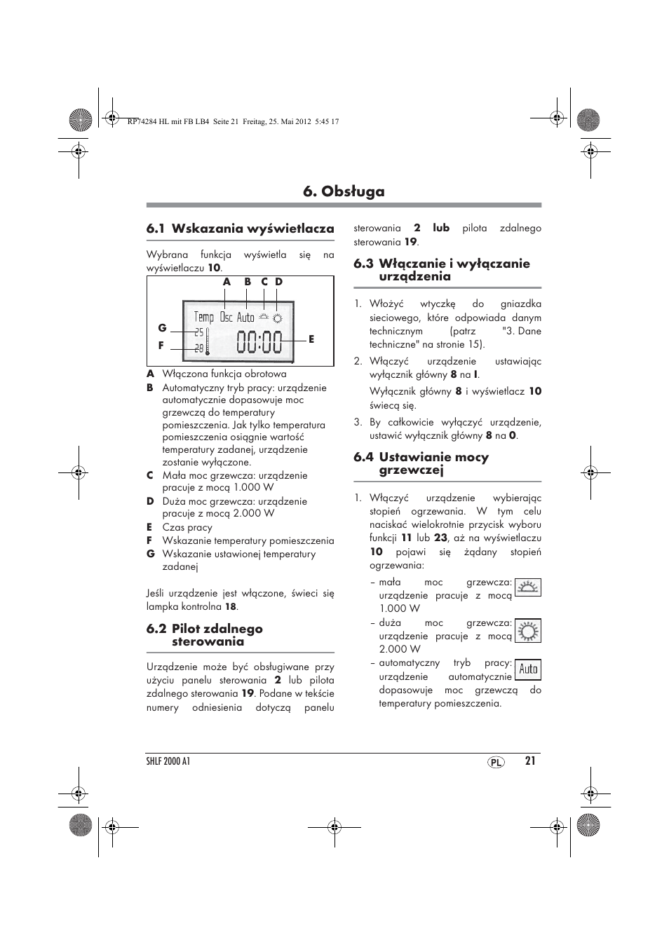 Obsługa | Silvercrest SHLF 2000 A1 User Manual | Page 23 / 90