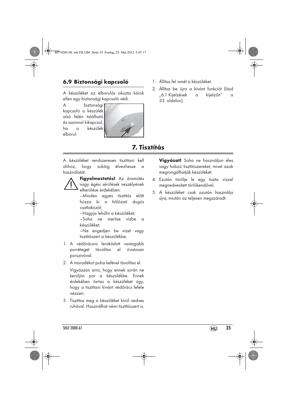 Tisztítás | Silvercrest SHLF 2000 A1 User Manual | Page 37 / 90