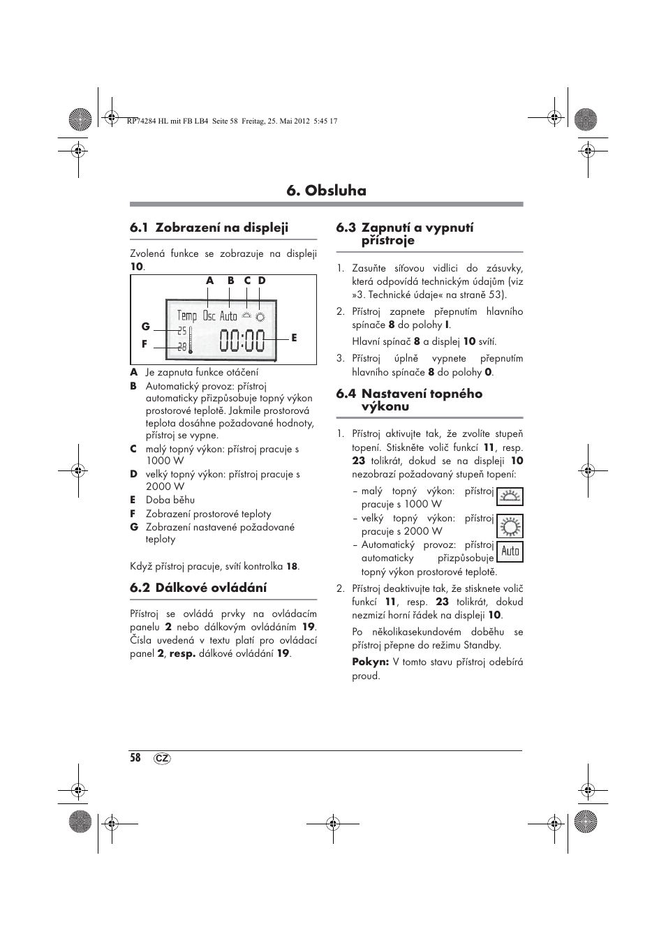 Obsluha | Silvercrest SHLF 2000 A1 User Manual | Page 60 / 90