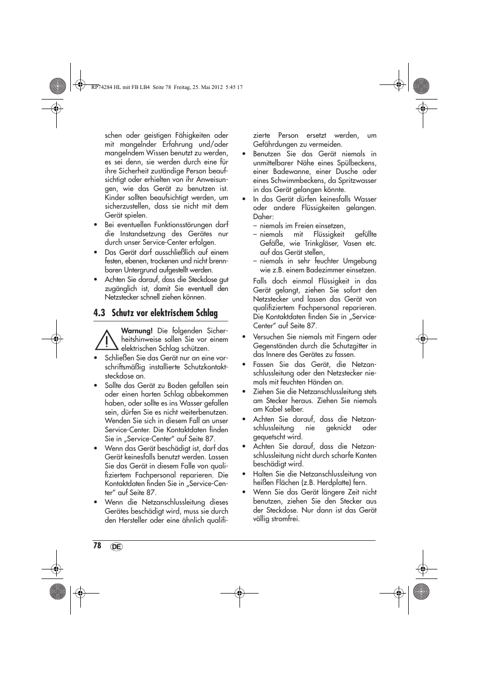 3 schutz vor elektrischem schlag | Silvercrest SHLF 2000 A1 User Manual | Page 80 / 90