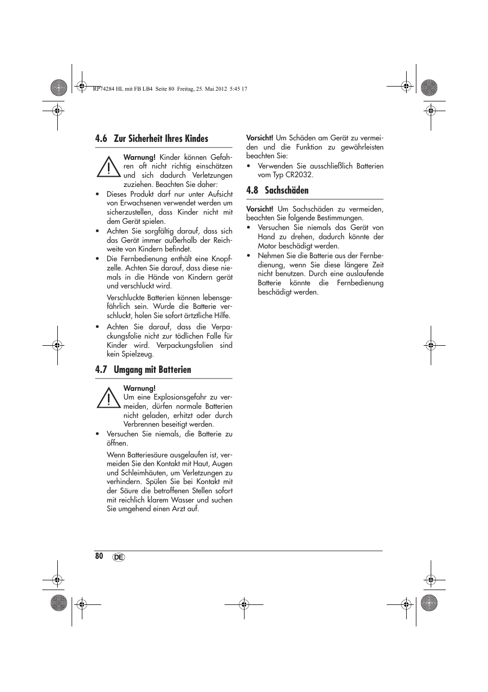 6 zur sicherheit ihres kindes, 7 umgang mit batterien, 8 sachschäden | Silvercrest SHLF 2000 A1 User Manual | Page 82 / 90