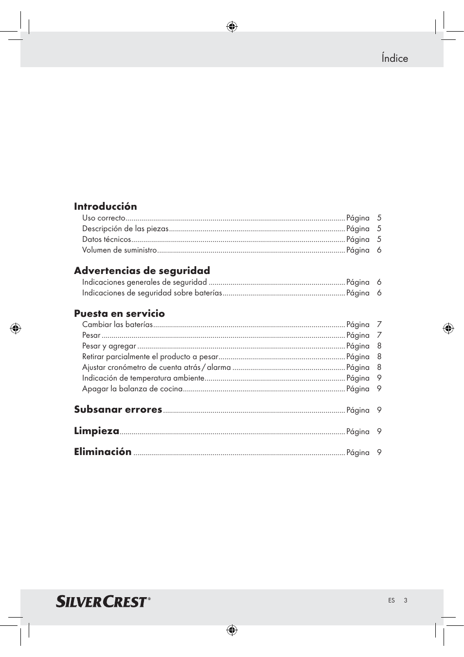 Índice | Silvercrest H14271 H14271 User Manual | Page 3 / 43