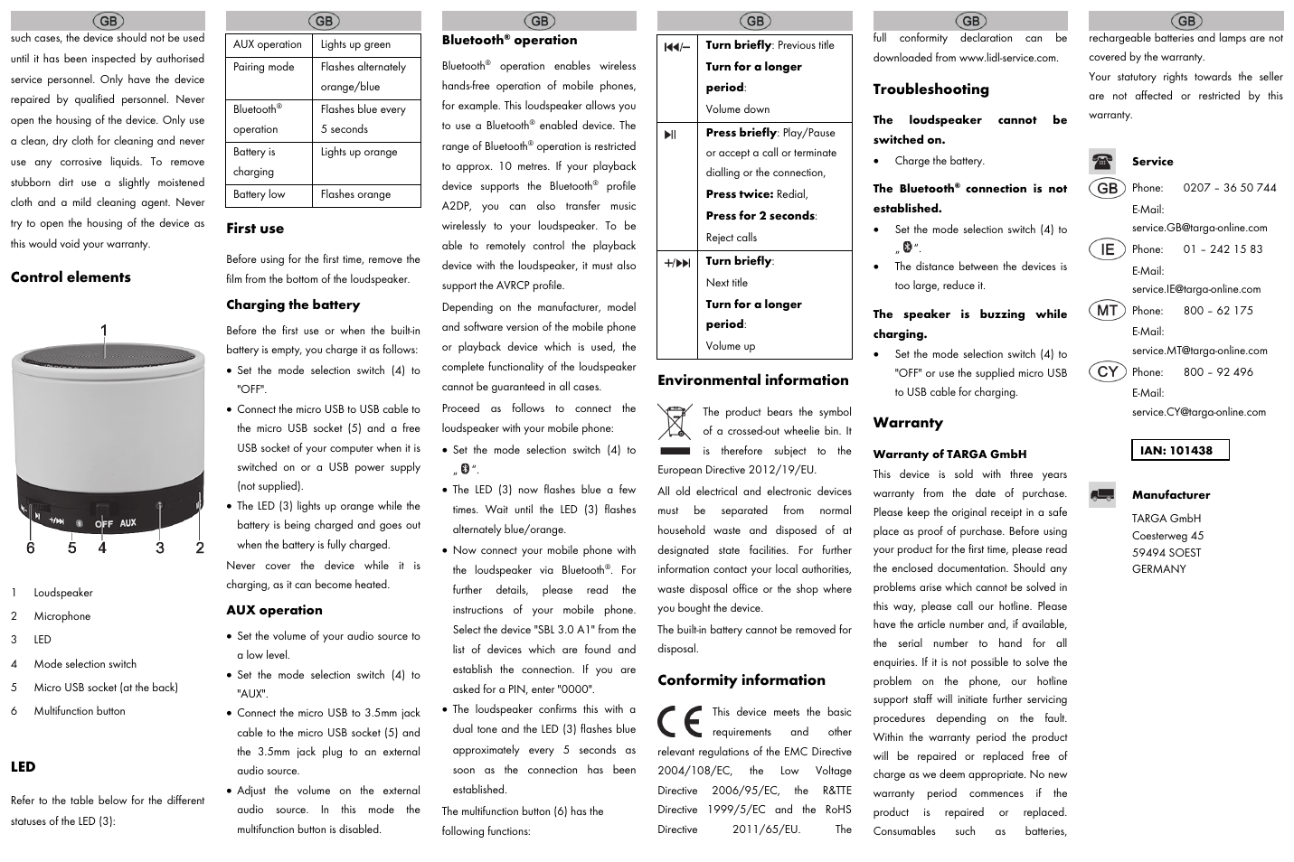 Silvercrest SBL 3.0 A1 User Manual | Page 2 / 8
