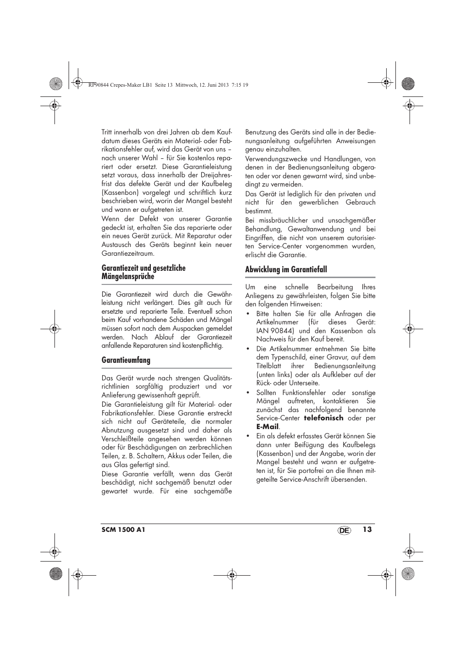 Silvercrest SCM 1500 A1 User Manual | Page 15 / 66