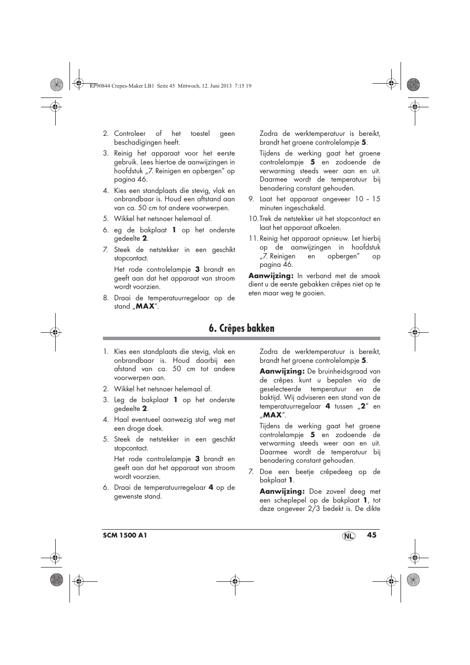 Crêpes bakken | Silvercrest SCM 1500 A1 User Manual | Page 47 / 66