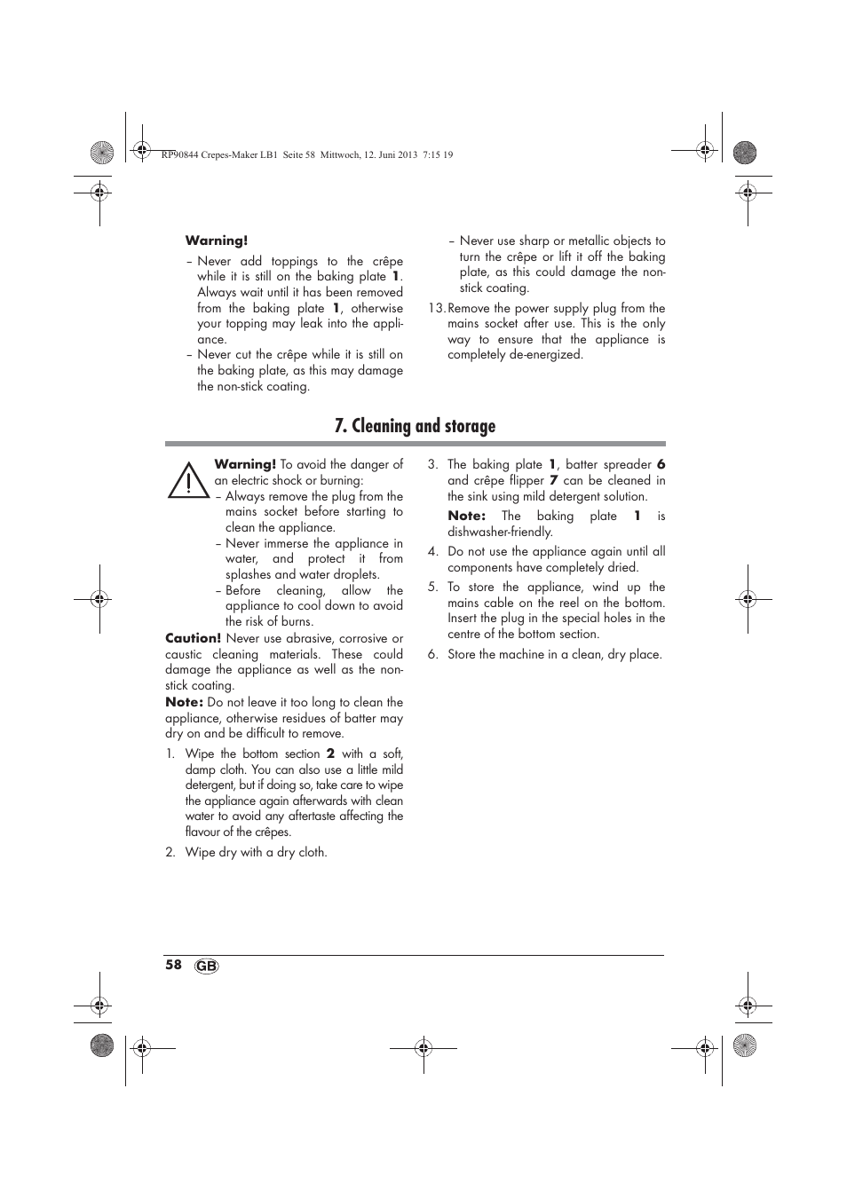 Cleaning and storage | Silvercrest SCM 1500 A1 User Manual | Page 60 / 66