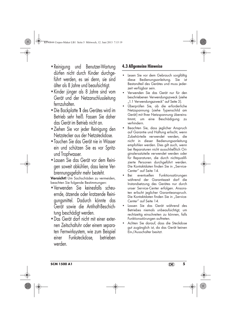 Silvercrest SCM 1500 A1 User Manual | Page 7 / 66