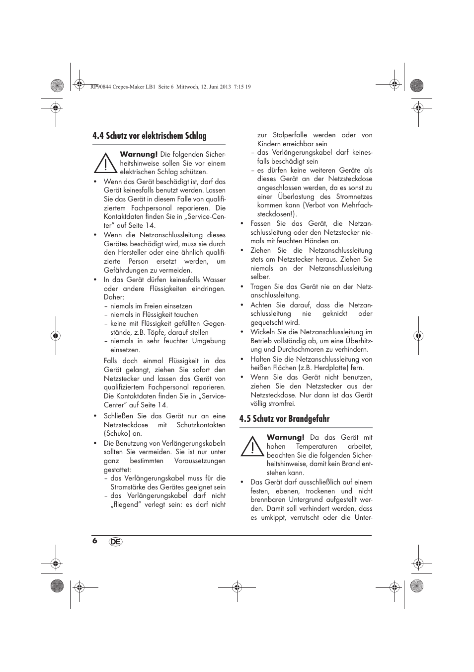 4 schutz vor elektrischem schlag, 5 schutz vor brandgefahr | Silvercrest SCM 1500 A1 User Manual | Page 8 / 66