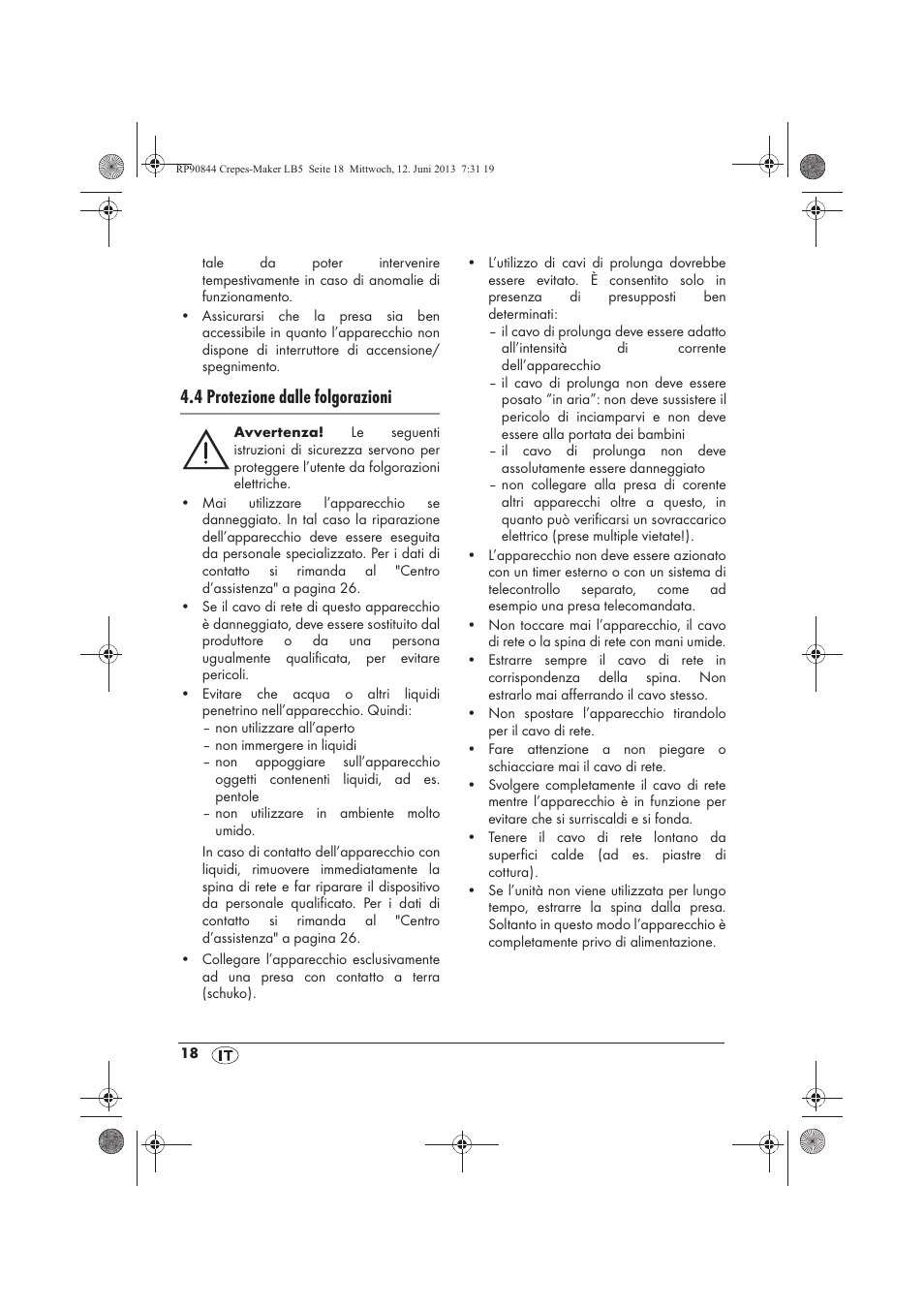 4 protezione dalle folgorazioni | Silvercrest SCM 1500 A1 User Manual | Page 20 / 66